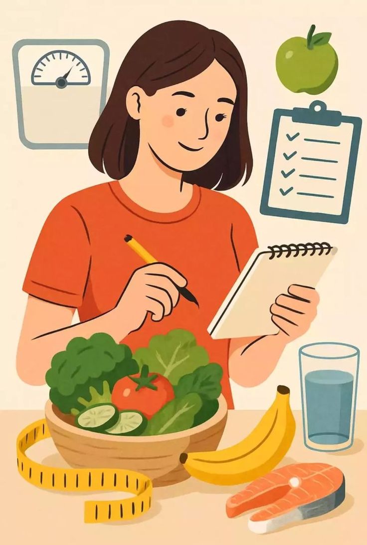 Person tracking healthy habits on a tablet